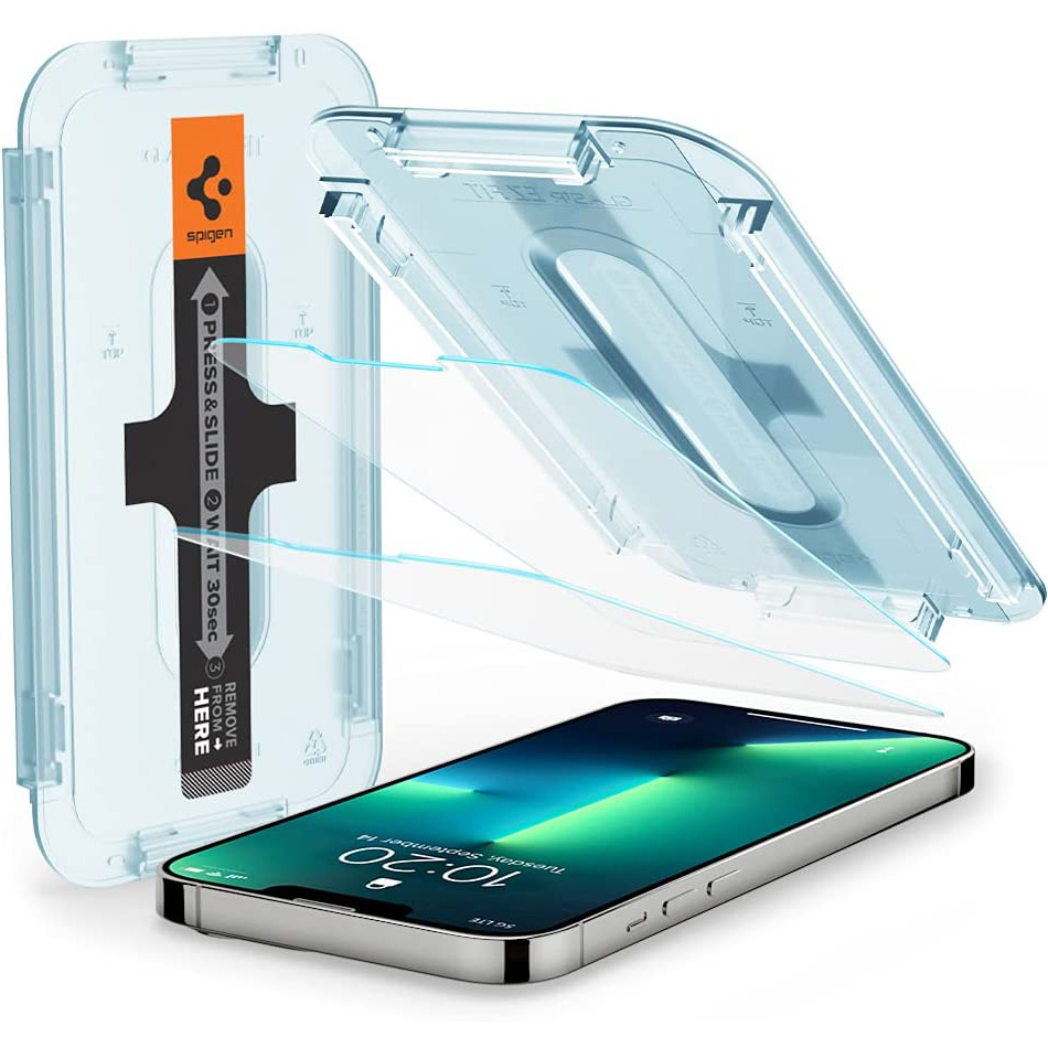 Szkło hartowane Spigen Glas.tr EZ Fit z ramką aplikacyjną dla iPhone 13 / 13 Pro